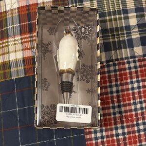 MacKenzie-Childs Penguin Bottle Stopper - White and Gold